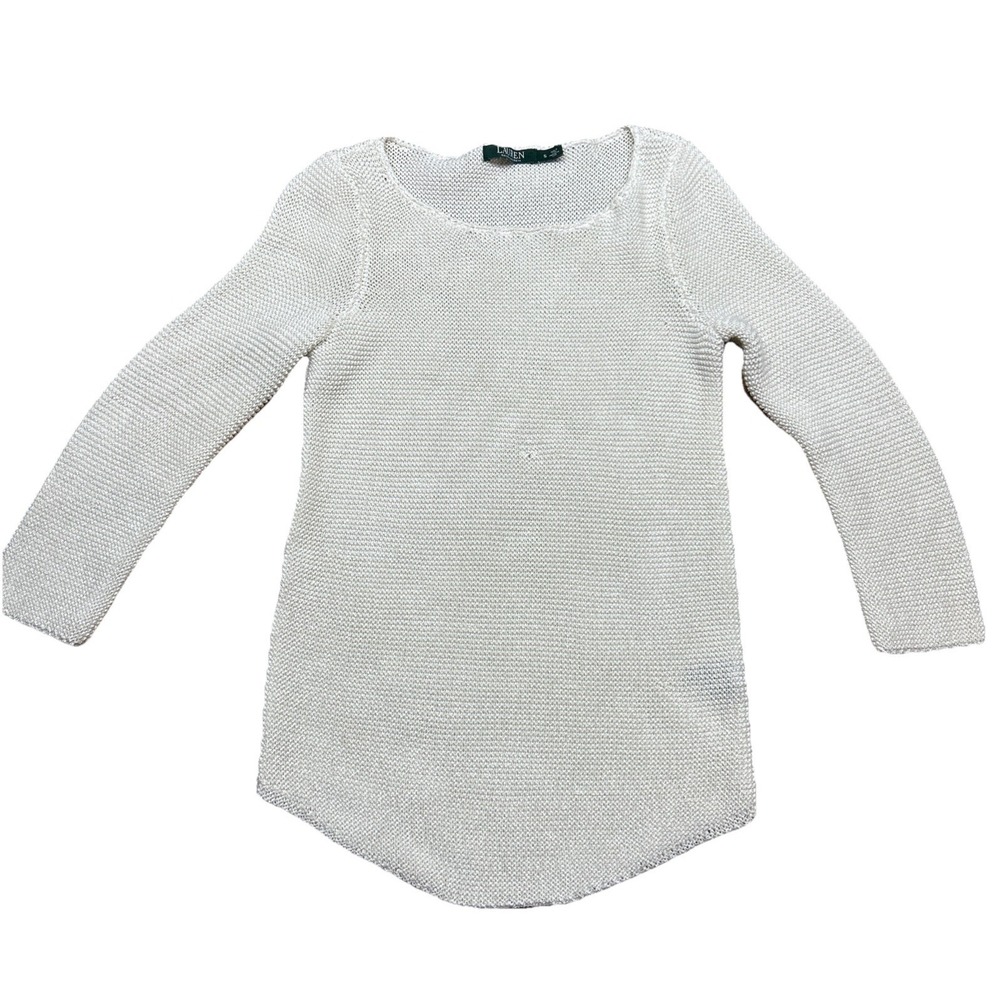 Lauren Ralph Lauren Sweater Womens Small Boat‎ Neck Crochet Style Coastal
